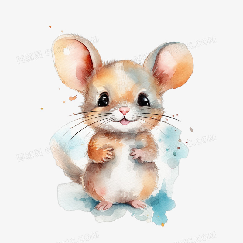 水彩画动物小老鼠免抠元素