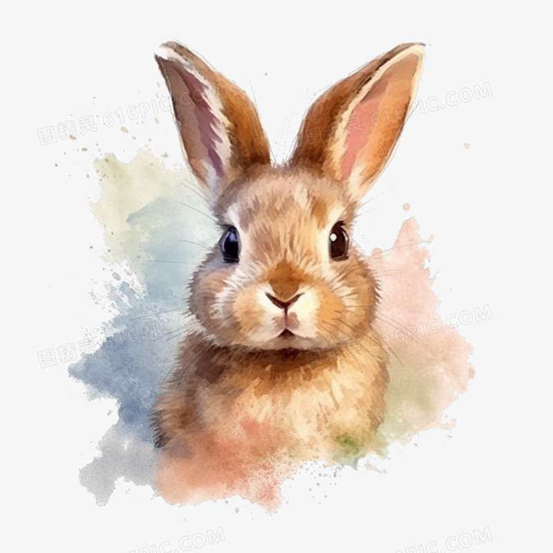 水彩画动物小兔子免抠元素