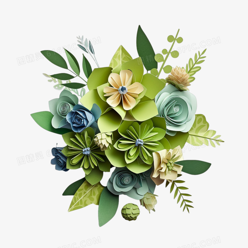 纸艺绿植剪纸植物艺术花朵元素