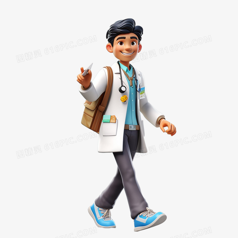 医生医护人员卡通3D人物形象元素