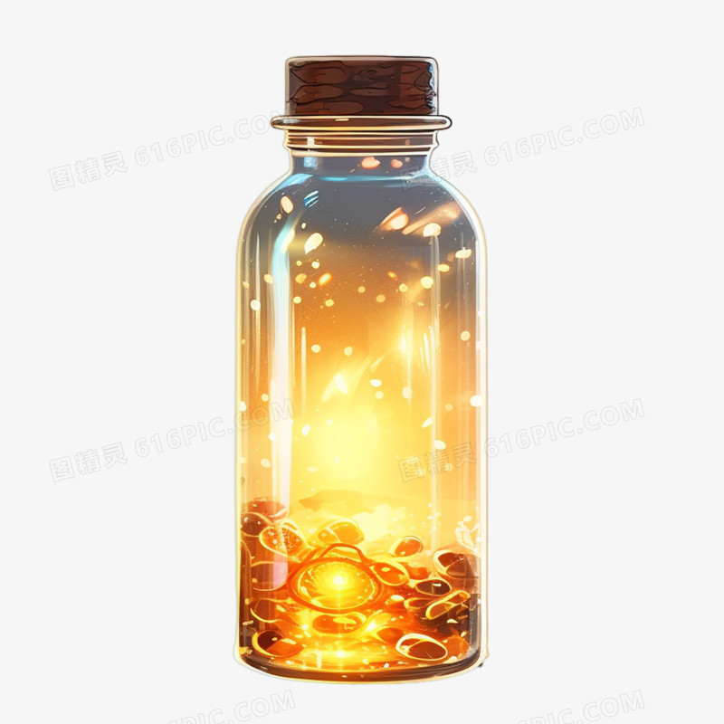 装着萤火虫的玻璃瓶发光的瓶子元素