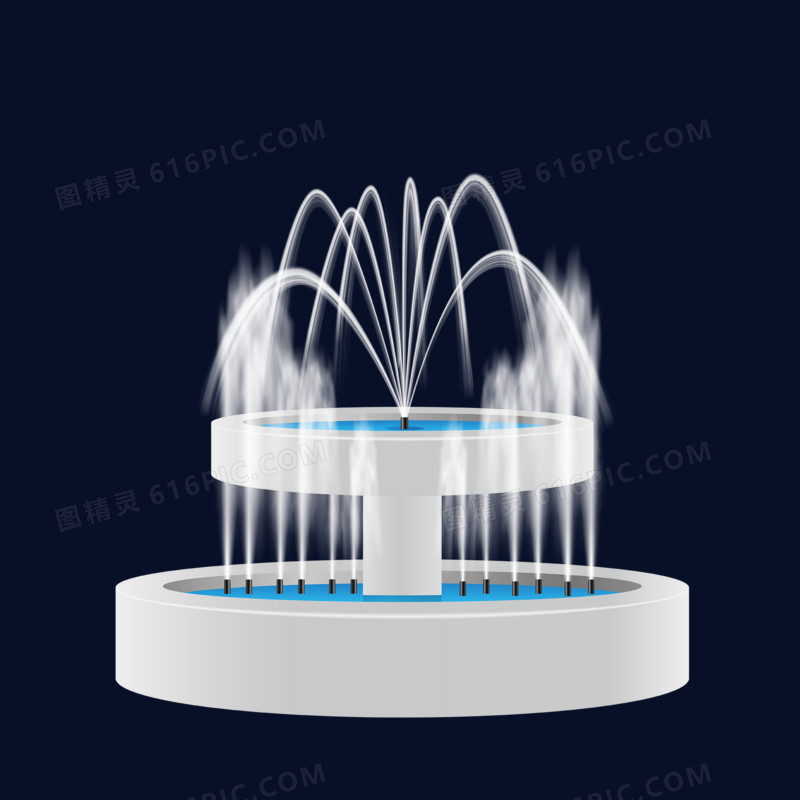 手绘矢量喷泉素材