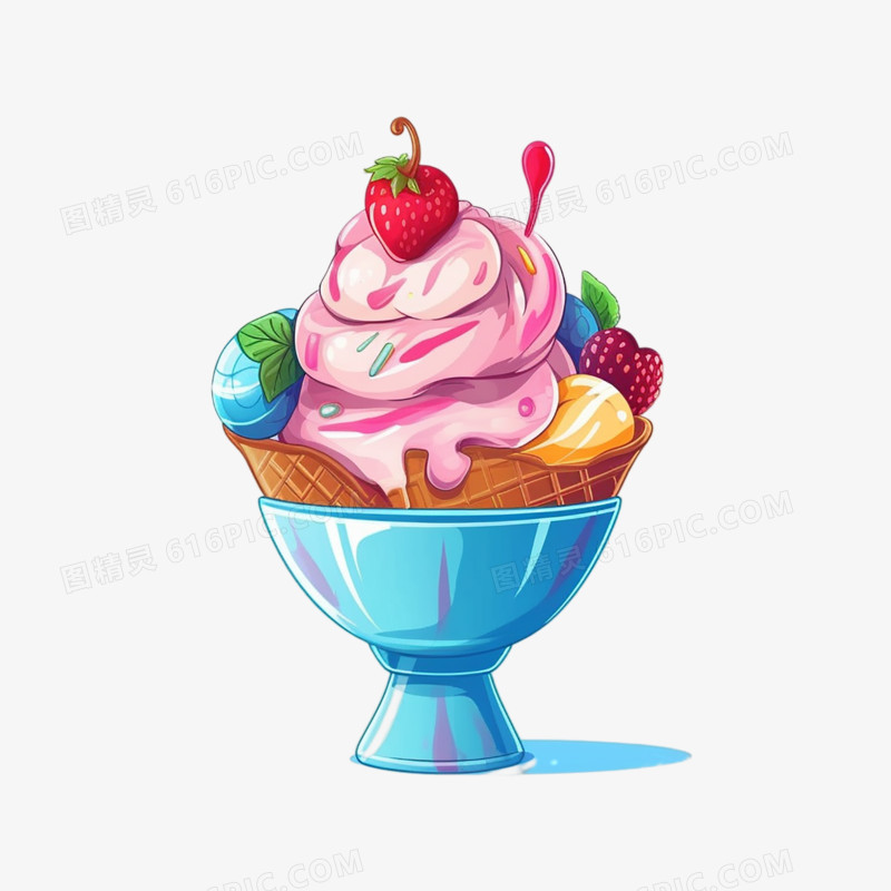 草莓美味冰淇淋免抠元素