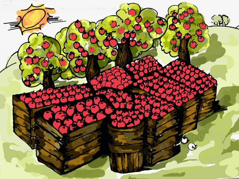关键词:丰收插画食物粮食农村苹果红色果树水果图精灵为您提供丰收