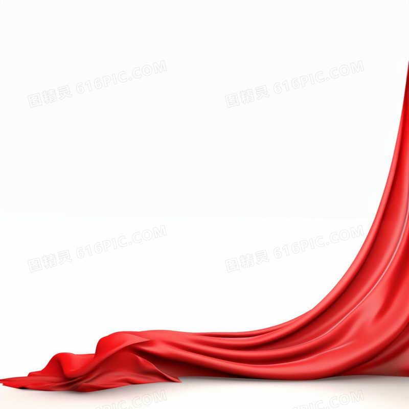 红色绸缎红绸缎带飘带红幕布元素