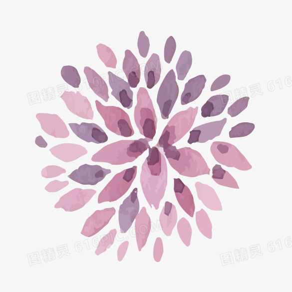 手绘水彩紫色花