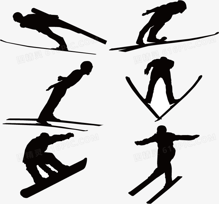 剪影风景剪影椰子树剪影情侣剪影钓鱼剪影滑雪人物素材png矢量滑雪剪