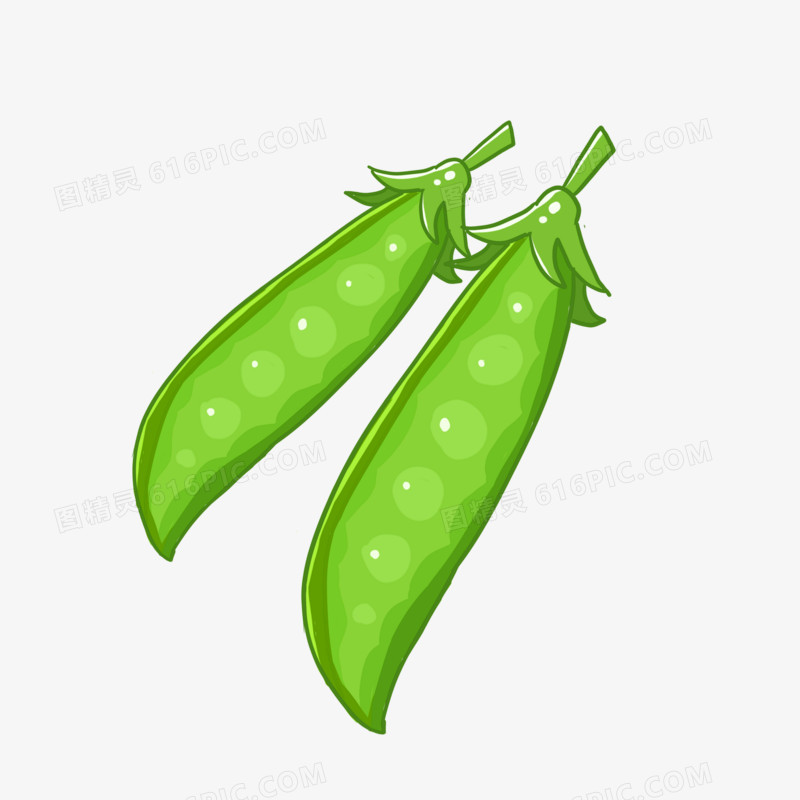 手绘卡通豌豆免抠元素