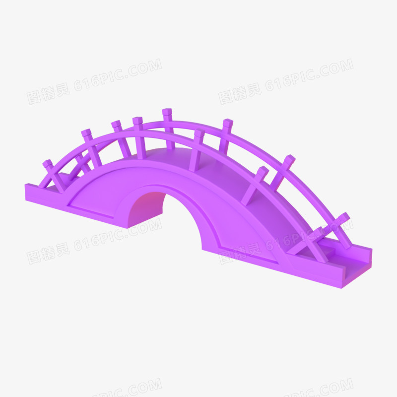 C4D紫色古桥3d元素