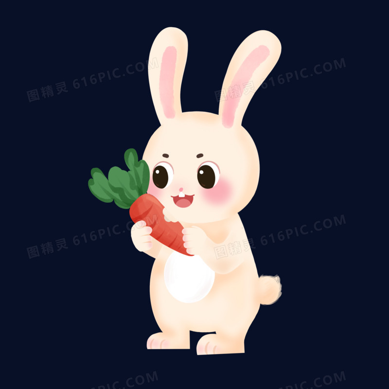 可爱小兔子吃萝卜免抠元素