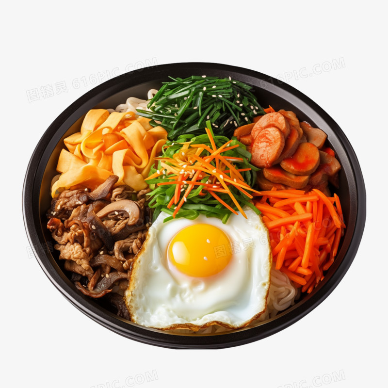 韩国特色美食料理石锅拌饭元素