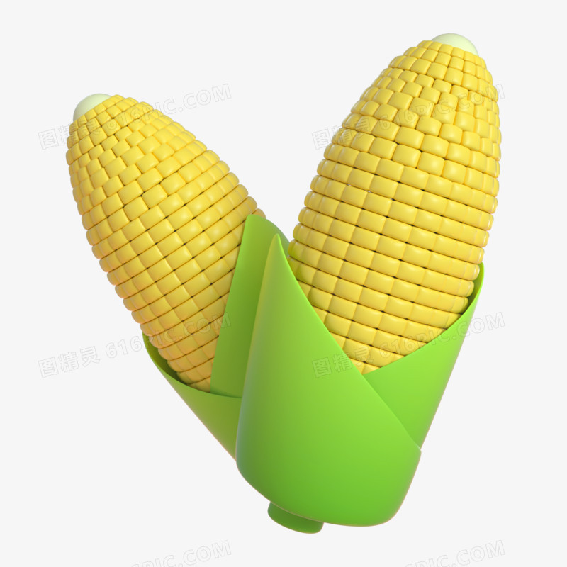 C4D黄色玉米农产品3d元素
