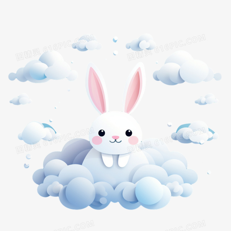 手绘卡通小白兔插画装饰元素