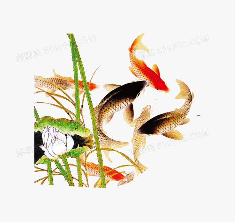 中国风传统水墨鱼