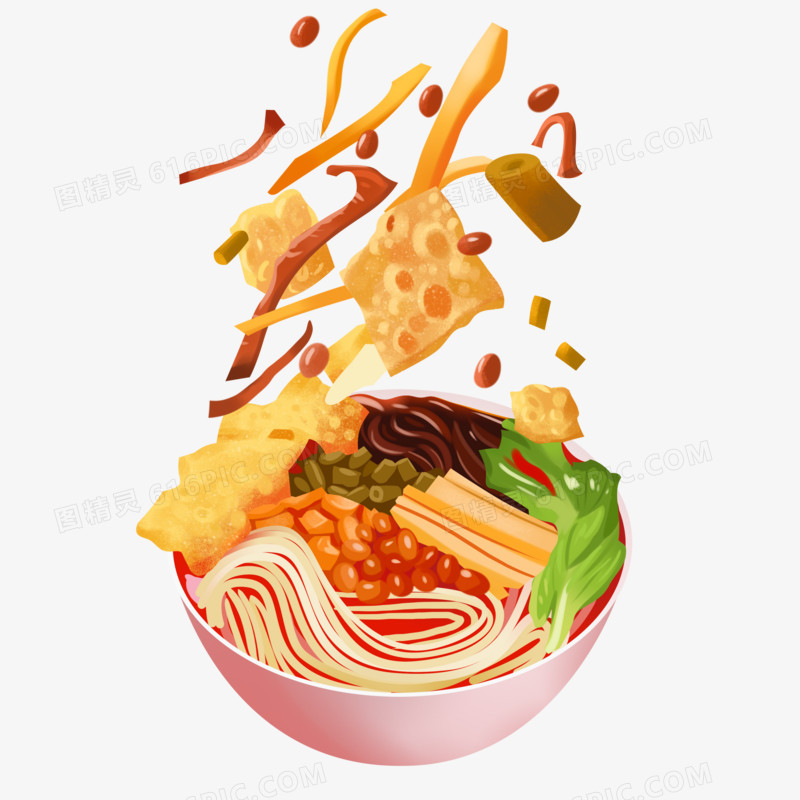 手绘插画螺蛳粉美食元素