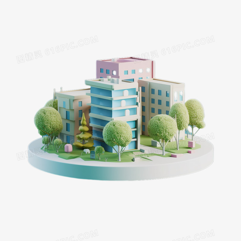 3D立体微型社区周边建筑免抠素材