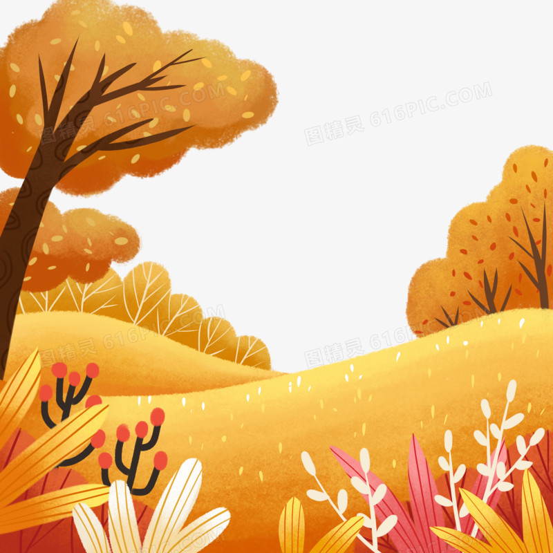 手绘立秋节气创意立秋儿插画风元素素材