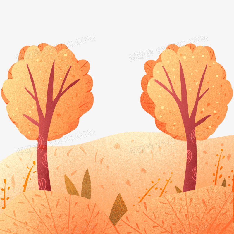手绘秋季的景色免抠元素