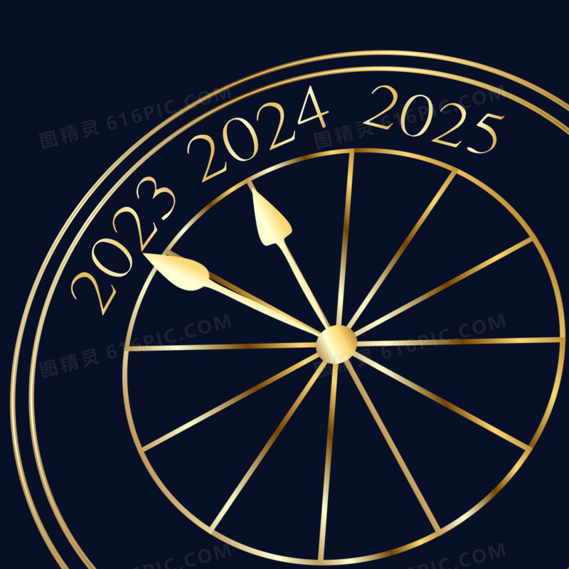 2024年金色新年倒计时表盘免抠元素