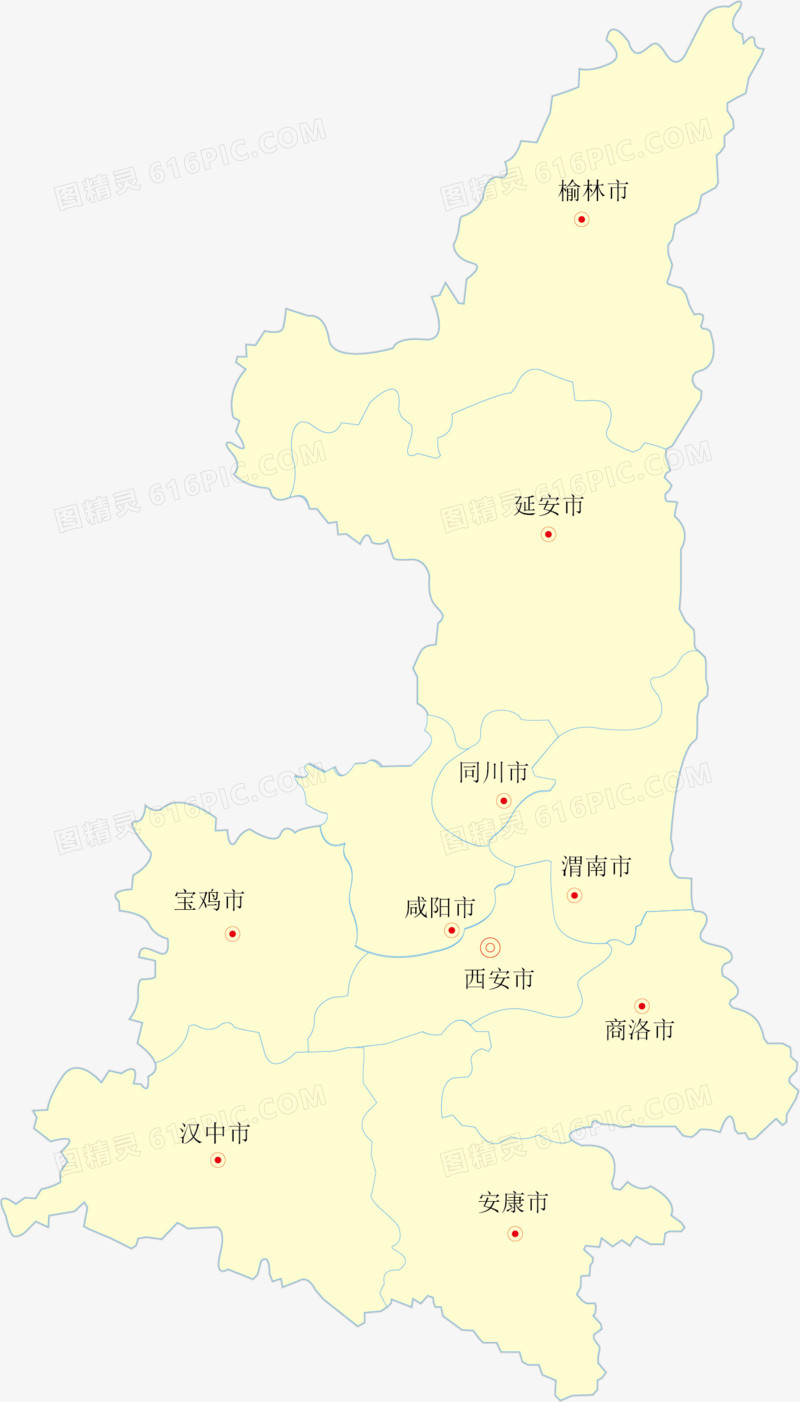 陕西省矢量地图