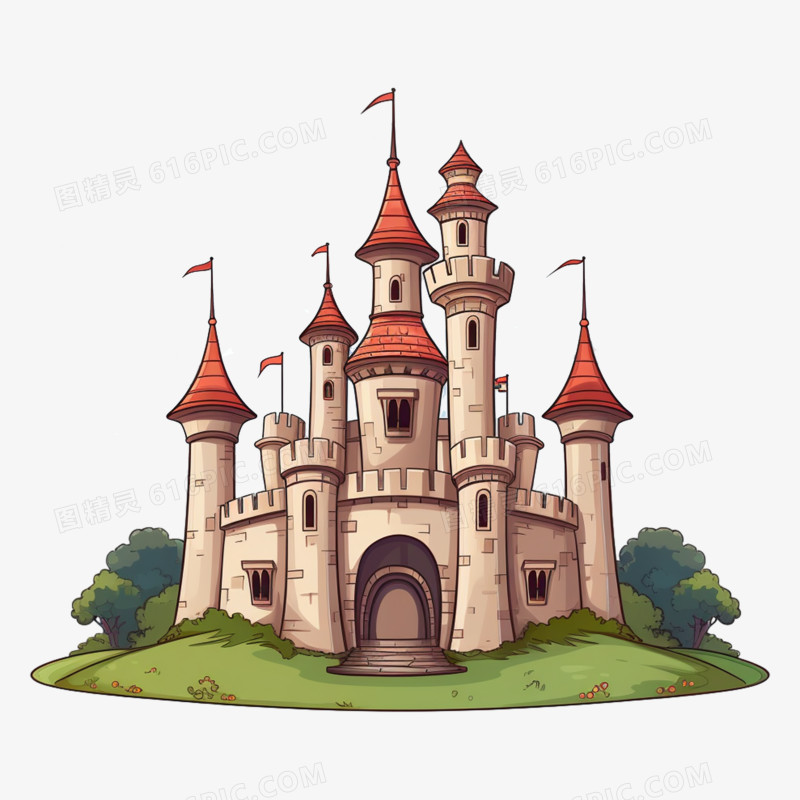 一座卡通城堡建筑