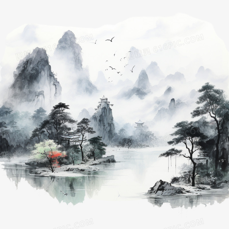 中国传统水墨山水画