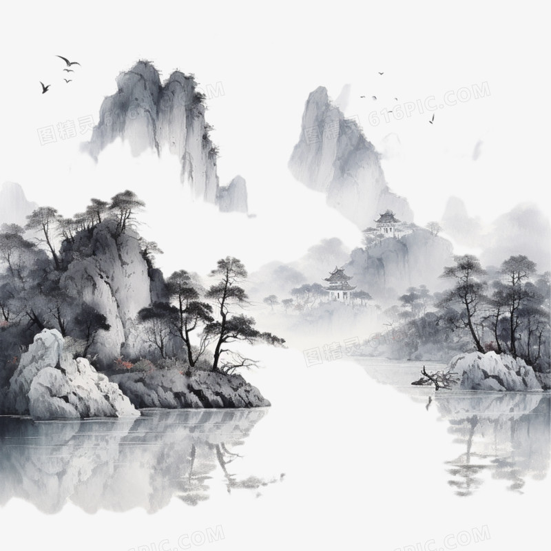 中国传统水墨山水画