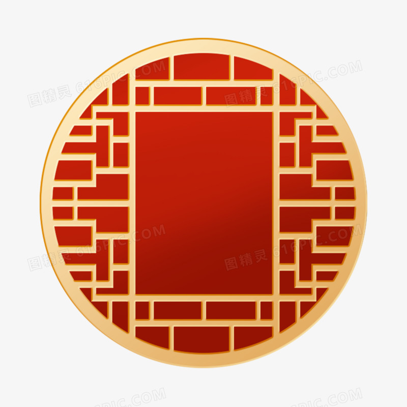 国风红色窗户边框素材