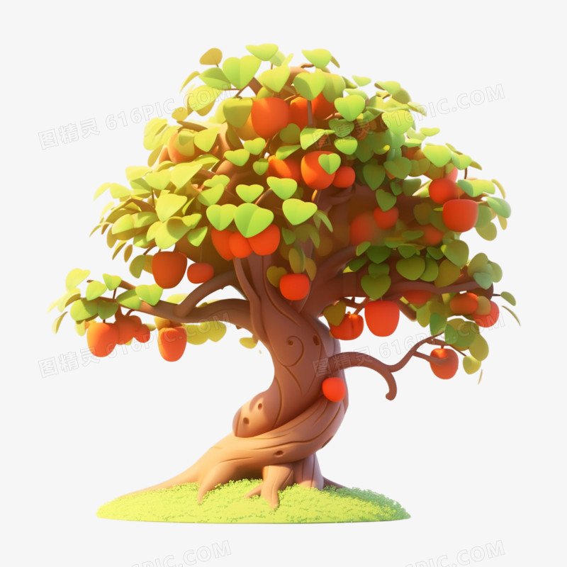 3D立体粘土质感果树