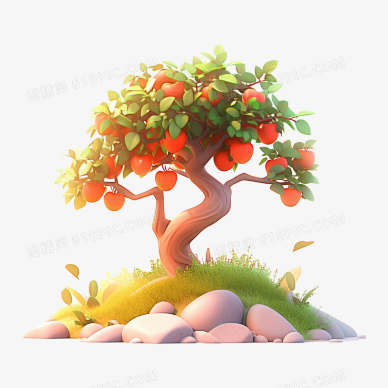3D立体粘土质感果树