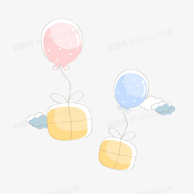 糖果色气球云礼物