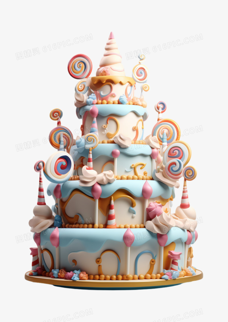 3D立体C4D多层生日蛋糕