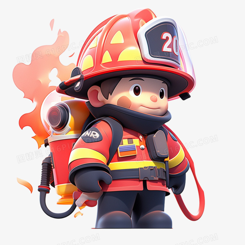 3D消防员消防战士卡通人物形象