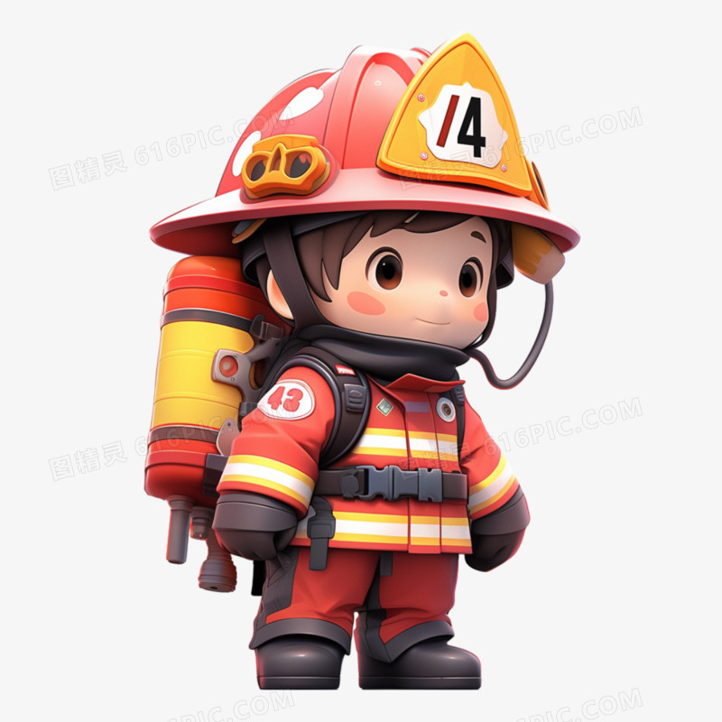 3D消防员消防战士卡通人物形象