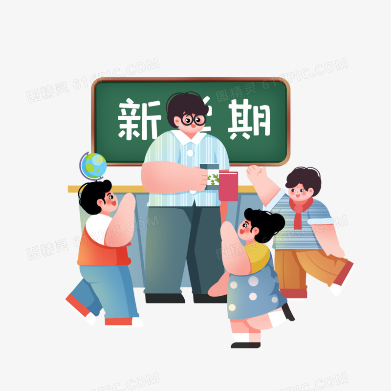 新学期学生遇到老师上课打招呼素材