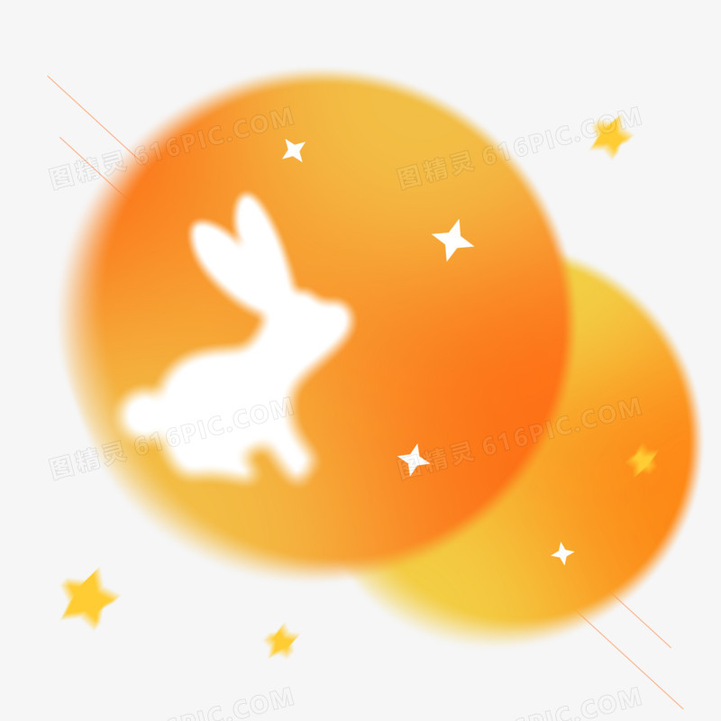 弥散风月亮可爱兔子元素