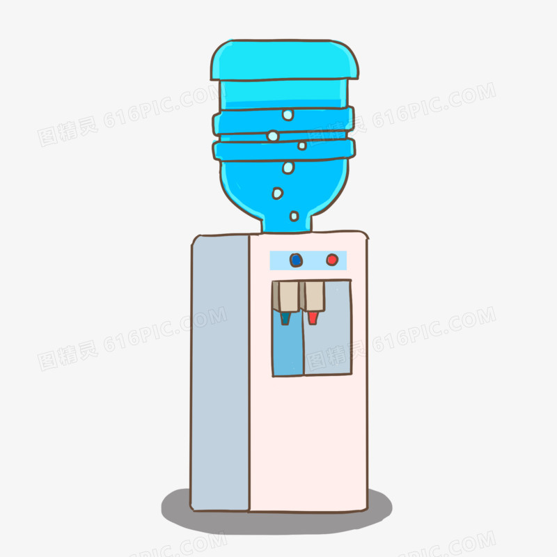 手绘卡通饮水机纯净水免抠元素