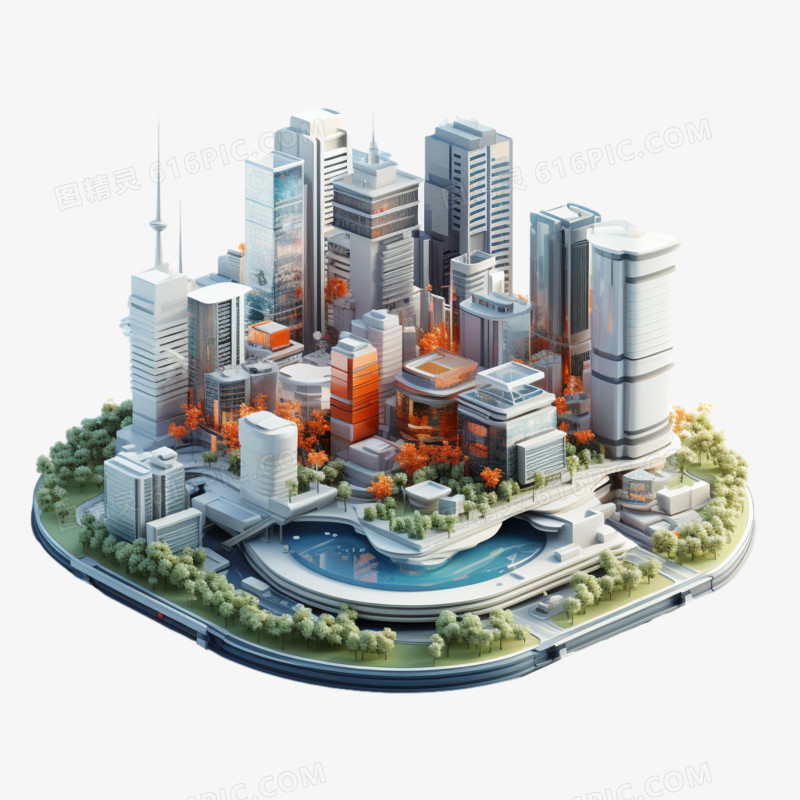 城市建筑交通微景观模型元素 