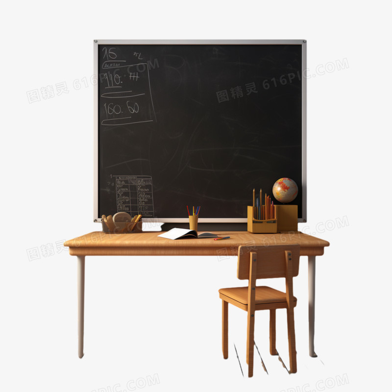 3d立体讲台课桌免抠元素