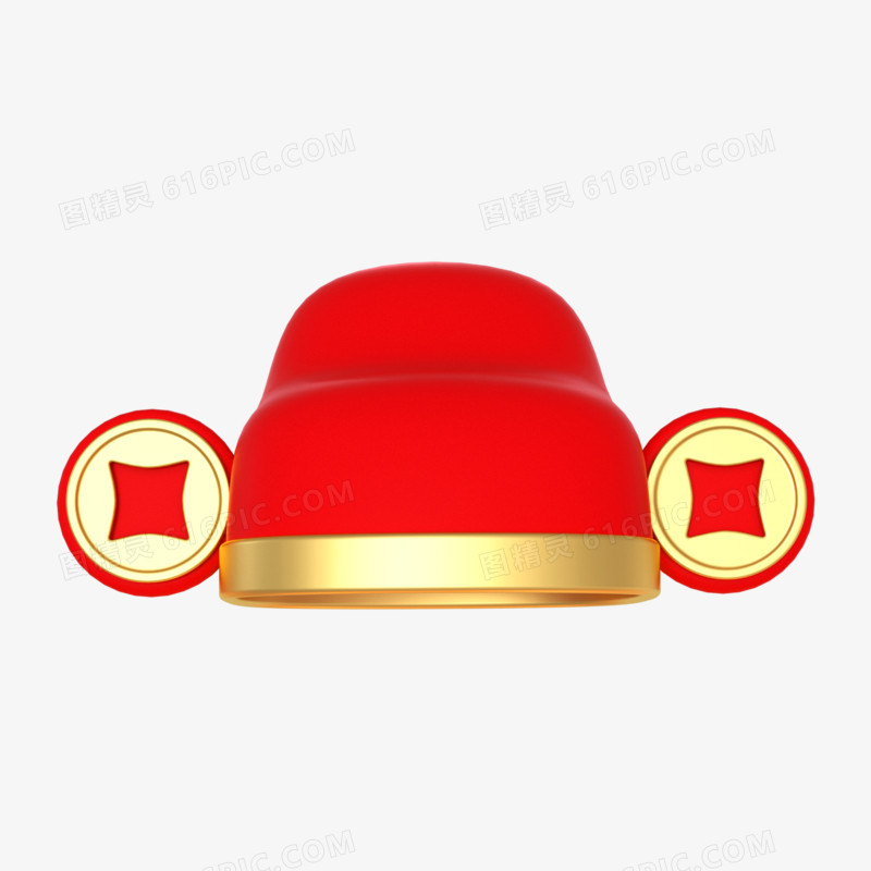 C4D红色财神帽传统3d元素
