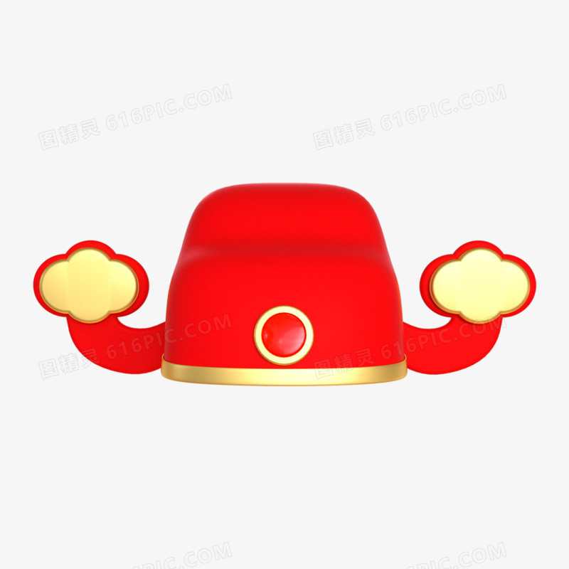 C4D红色财神帽过年3d元素