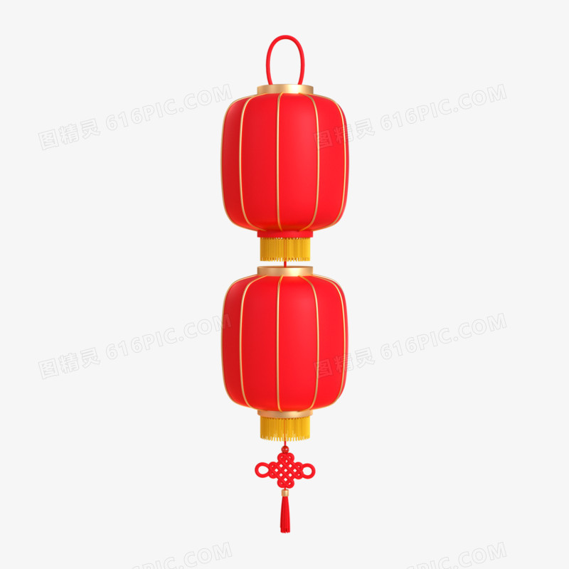 C4D红色喜庆春节灯笼3d元素