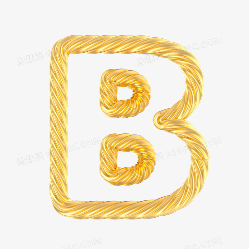 c4d立体金色造型英文字母模型B
