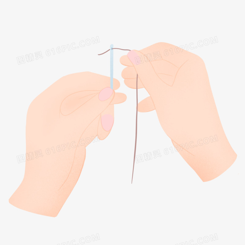 手绘穿针引线特写素材