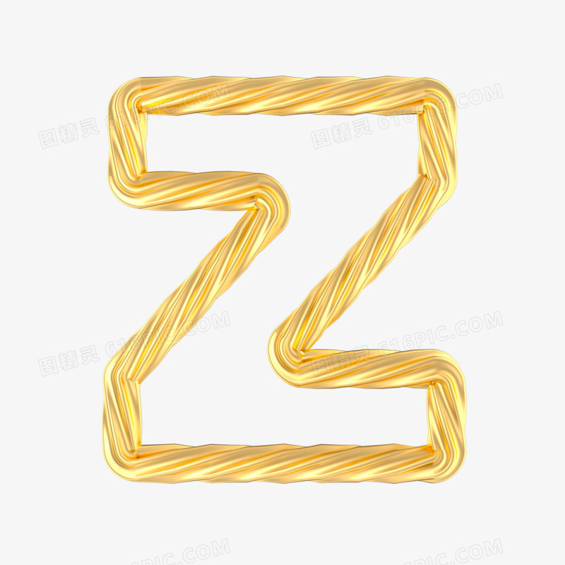 一组c4d立体金色造型英文字母模型Z