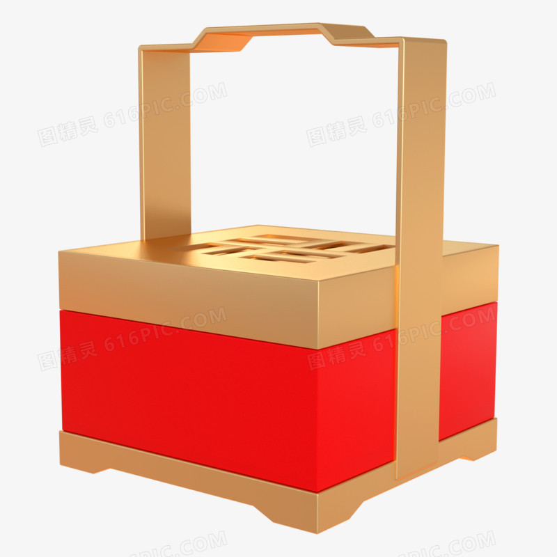 c4d红色中式传统礼盒3d元素