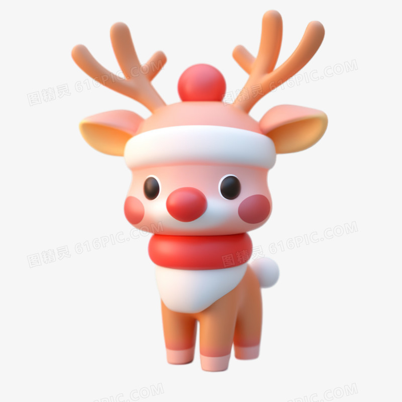 圣诞节3d麋鹿可爱模型免抠元素