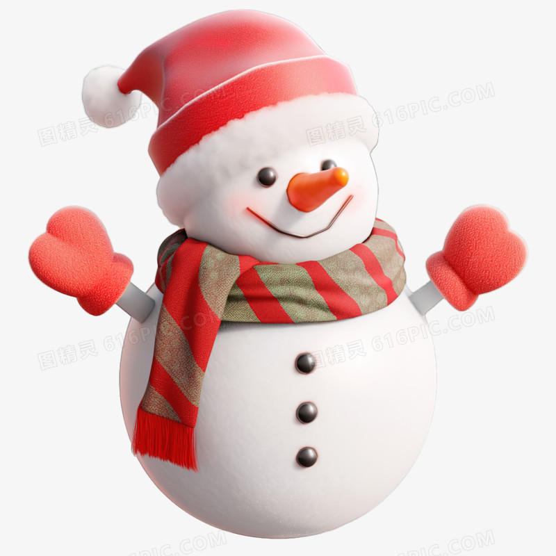 3d圣诞节可爱小雪人模型免抠元素