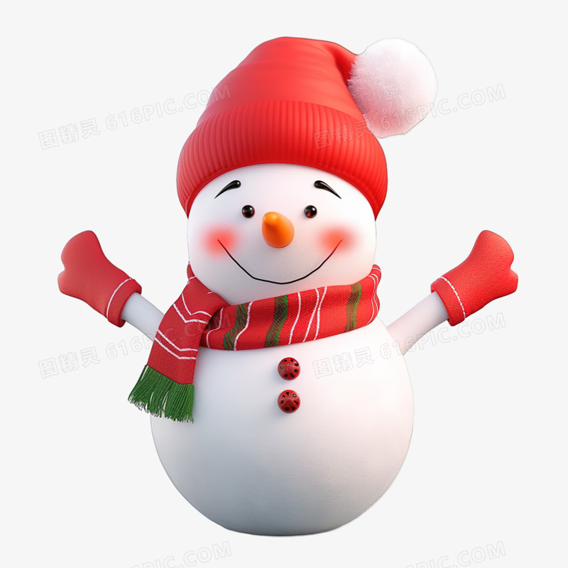 3d圣诞节可爱小雪人模型免抠元素