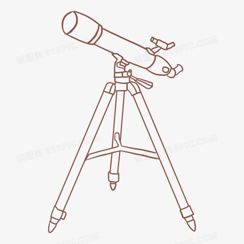 一组手绘卡通线描望远镜合集元素三